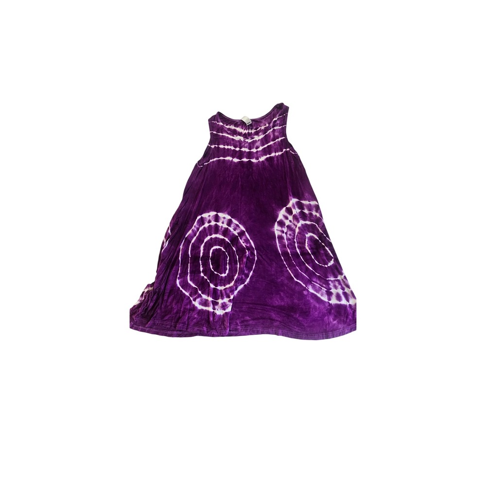 India Boutique Purple Tie Dye Bullseye Sleeveless Tank Top One Size Boho Hippie